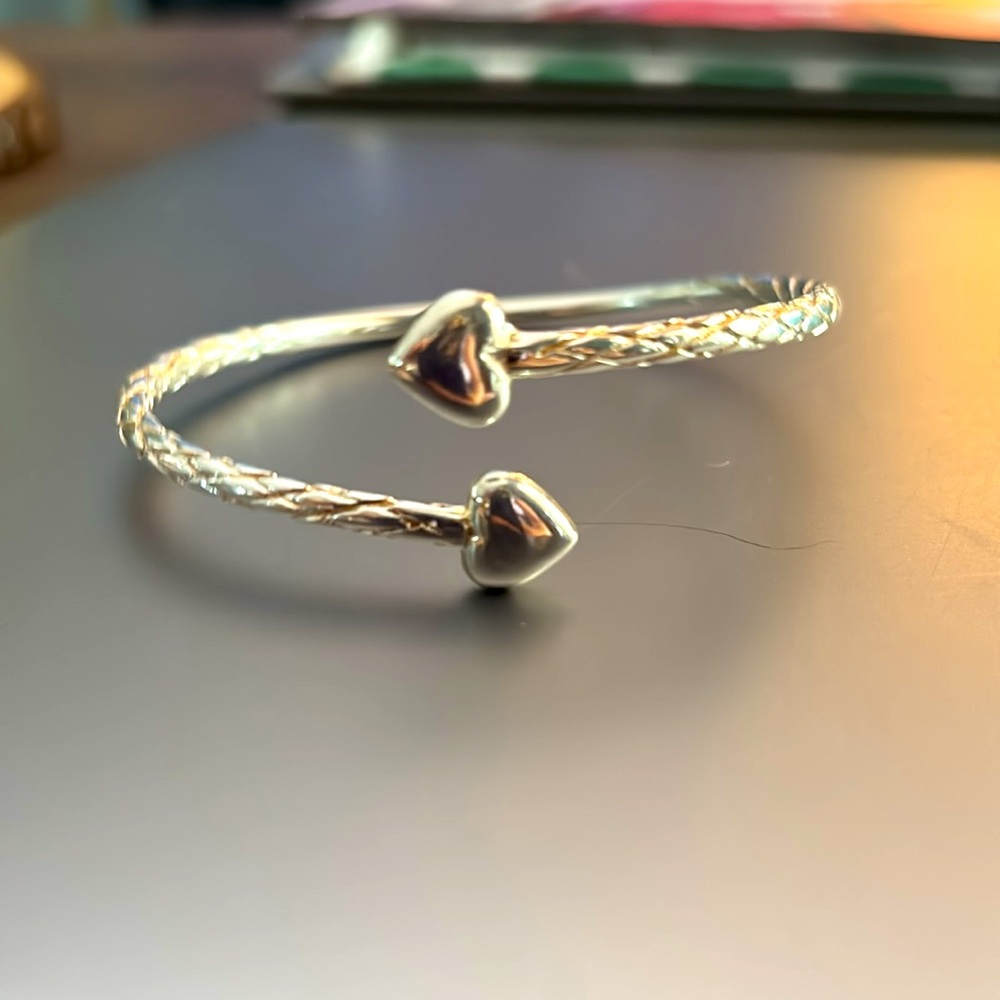 Sterling silver double heart bracelet